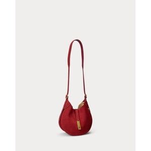 Polo Ralph Lauren Polo ID Suede Small Shoulder Bag Pomegranate NWOT